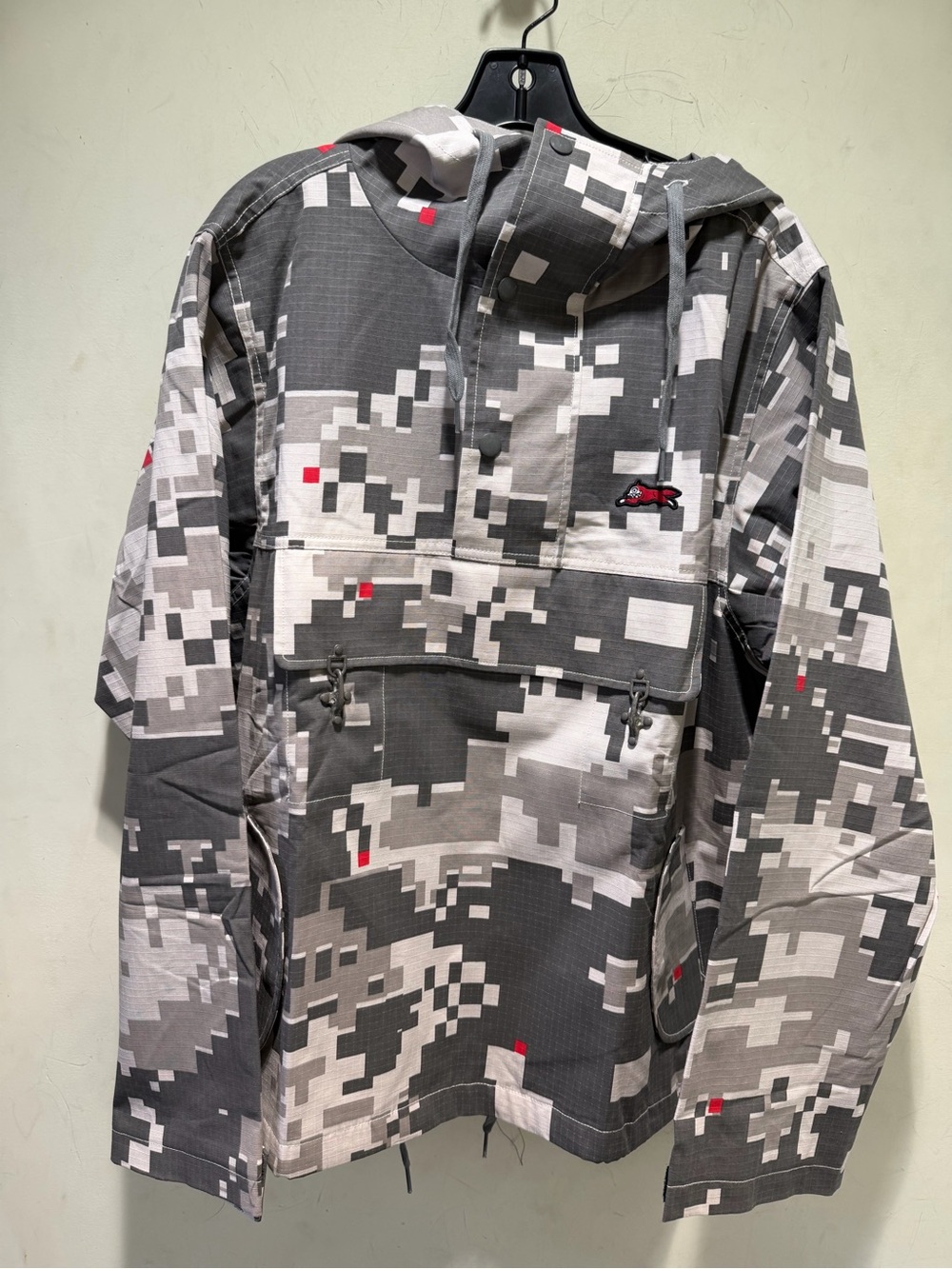 Icecream Gray Digital Camo Pullover Anorak with Red Accents